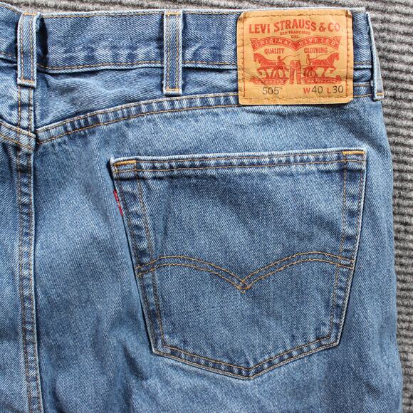Levi’s 505 Jeans Men's 40x30 Blue Regular Straight Medium Wash - Picture 6 of 10